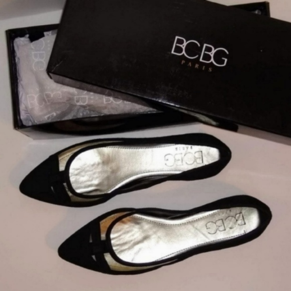 NWT BCBG Zarine Black Suede Point Toe Ballet Flat - Picture 6 of 8